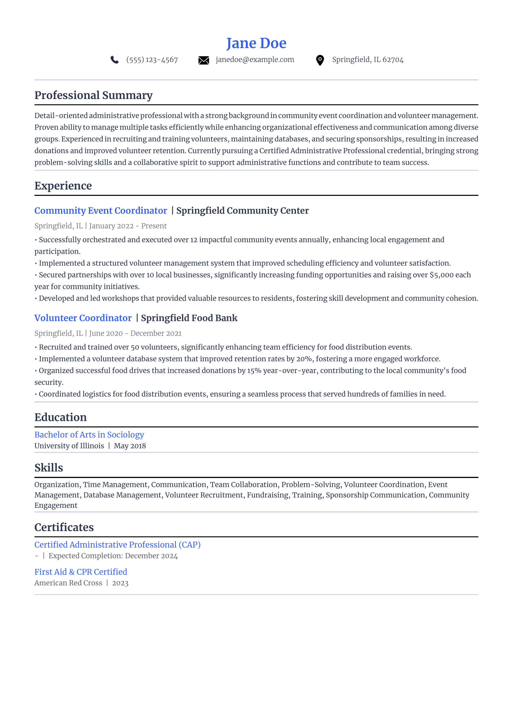 1. No Real Work Experience Resume Example