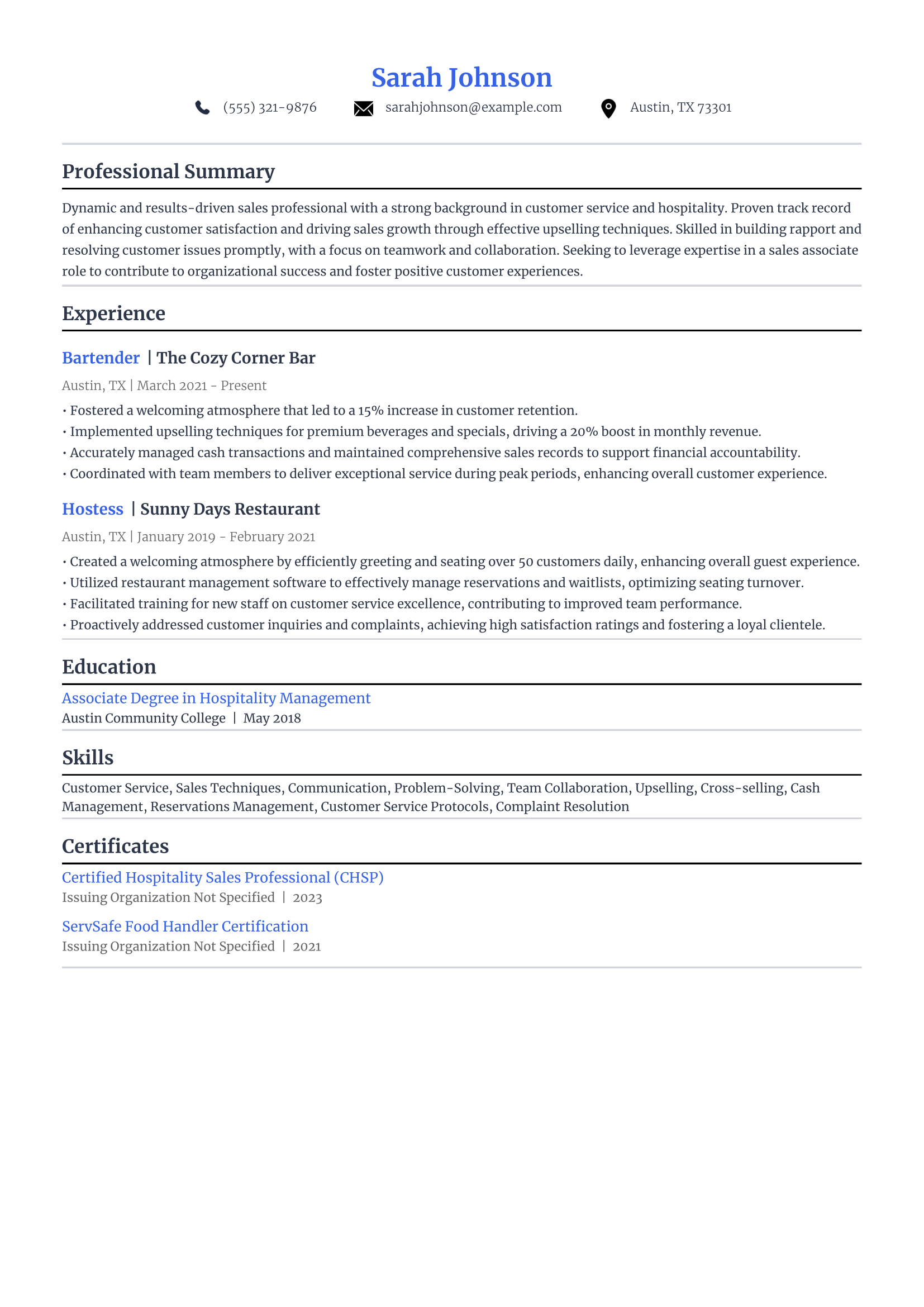 3. Getting Into Sales Resume Example