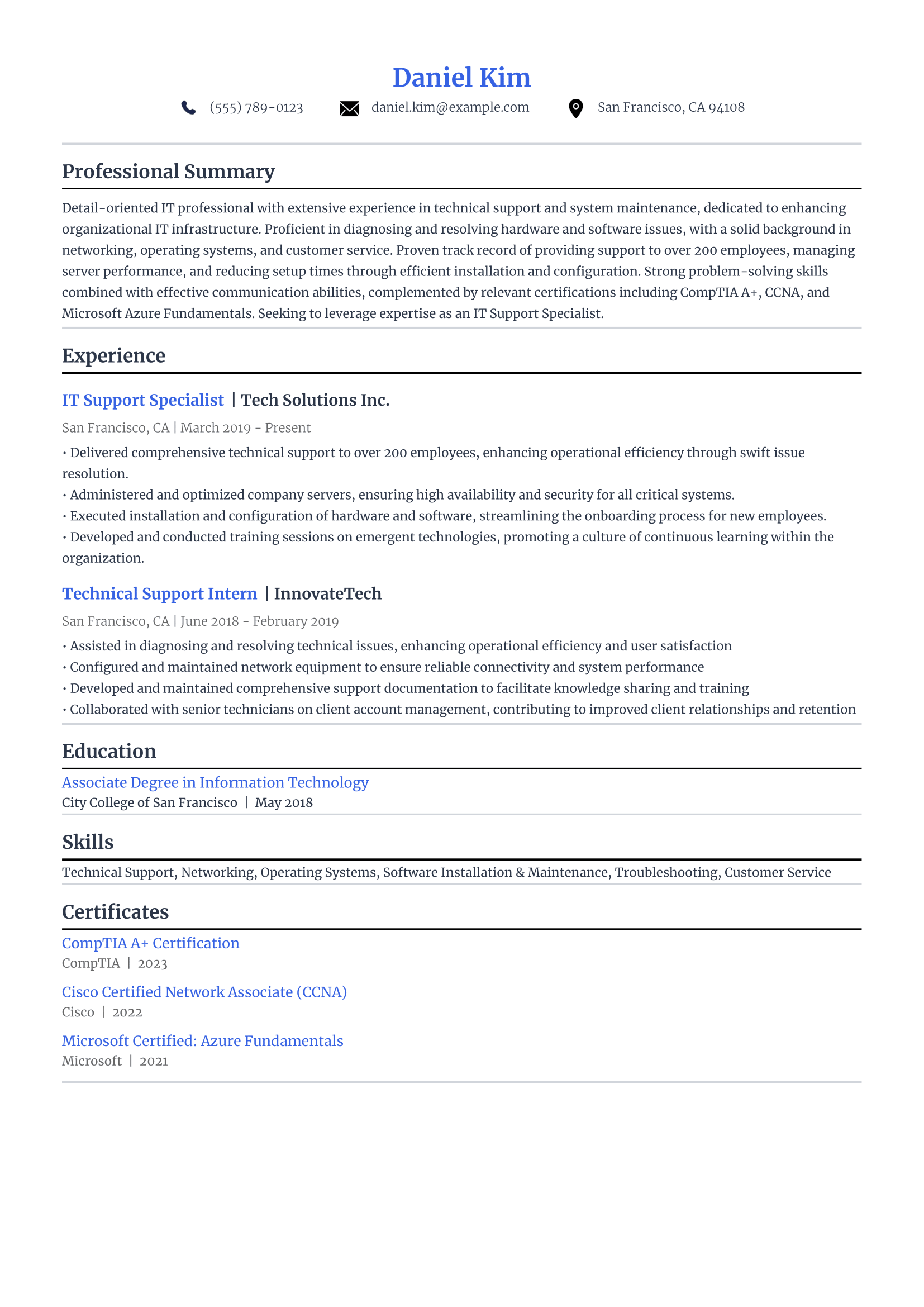 9. Technical Skills Focus Resume Example